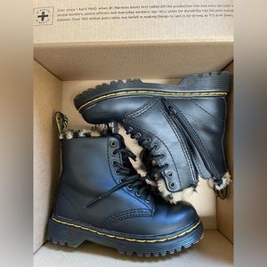 Dr. Martens Serena Leopard Faux Fur toddler Boots